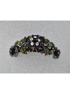 Vintage Clip Paris Ornate Floral Rhinestone Hair Barrette (Missing Stones)